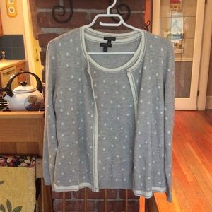 Grey and cream polka dot sweater set by Talbots